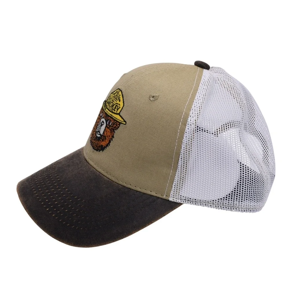 Smokey The Bear Official Mesh Trucker Snapback‎ Hat Cap Brown White OSFM NEW
